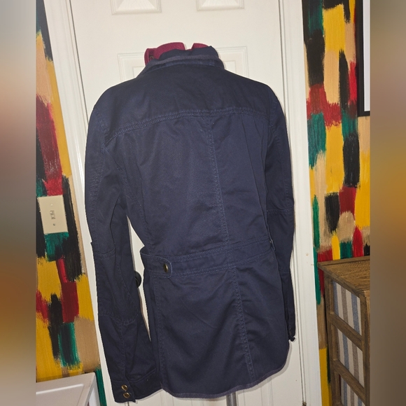 J. Crew Relaxed Boyfriend Utility Jacket Dark Blue Cotton With Gold Snaps Medium - Picture 5 of 11